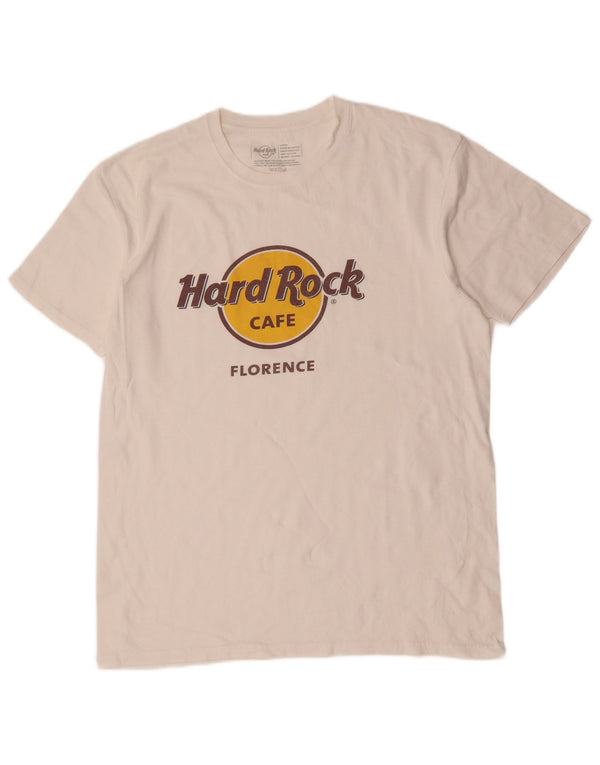 Hard Rock Cafe Herre Florence Grafisk T-Shirt Top Stor hvid Bomuld
