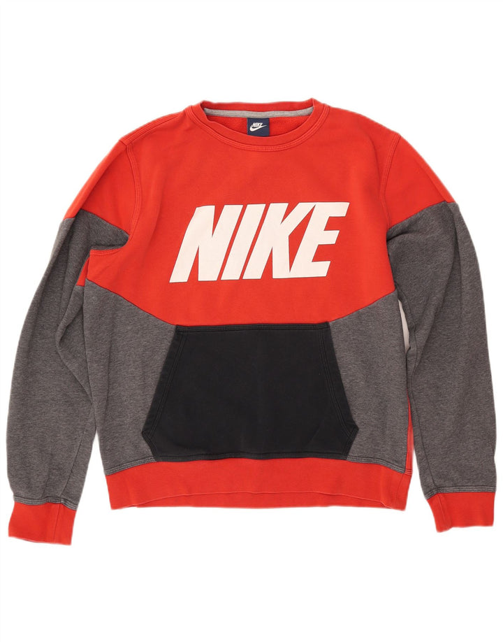 NIKE Grafisk Sweatshirt-trøje til mænd Medium Rød Colourblock Bomuld
