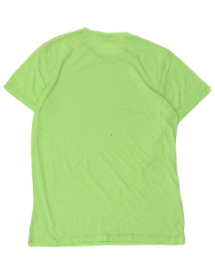 Benetton Dame Grafisk T-Shirt Top UK 12 Medium Grøn