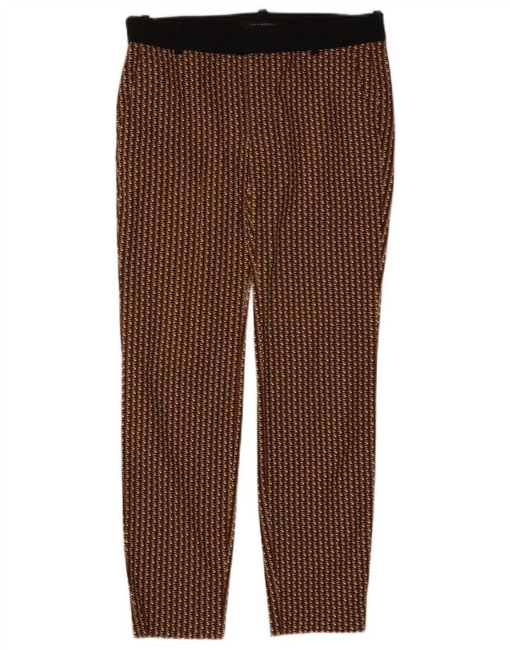 Zara Slim Chino Bukser Små W26 L27 Brun Houndstooth Bomuld