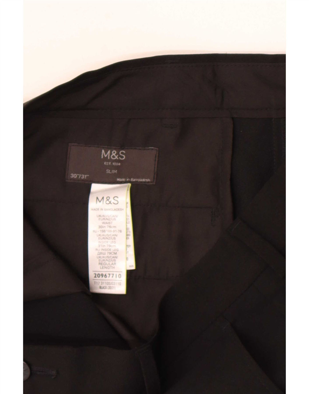 Marks & Spencer Herre Slim Casual Bukser W30 L31 Sort Polyester
