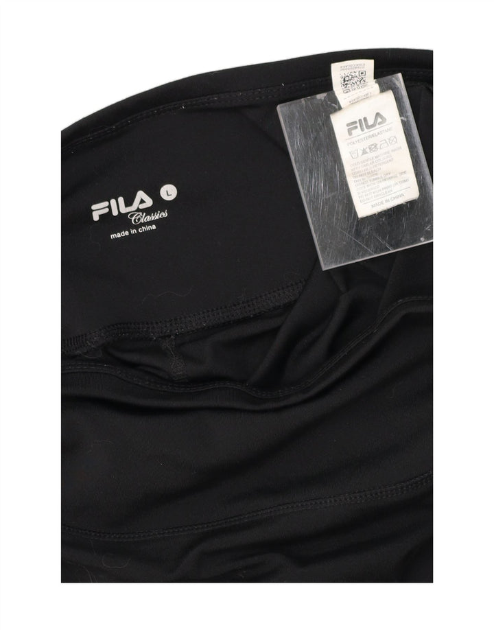 FILA Womens Classics Crop Leggings UK 16 Large Black Polyester Vintage Fila and Second-Hand Fila from Messina Hembry 