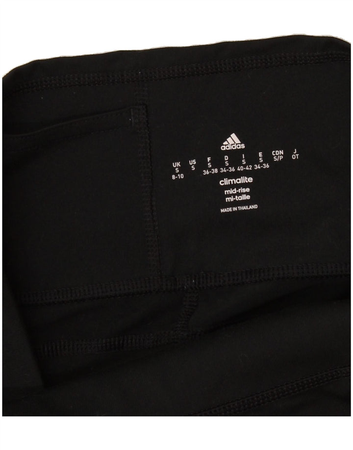 ADIDAS Womens Climalite Capri Leggings UK 8/10 Small  Black Polyester Vintage Adidas and Second-Hand Adidas from Messina Hembry 