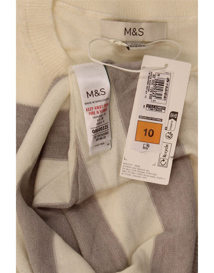 Marks & Spencer Dame sweater med rund hals DK 10 Små beige stribet