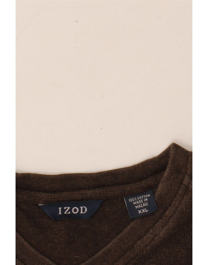 IZOD Herre Top Langærmet 2XL Brun Colourblock Bomuld
