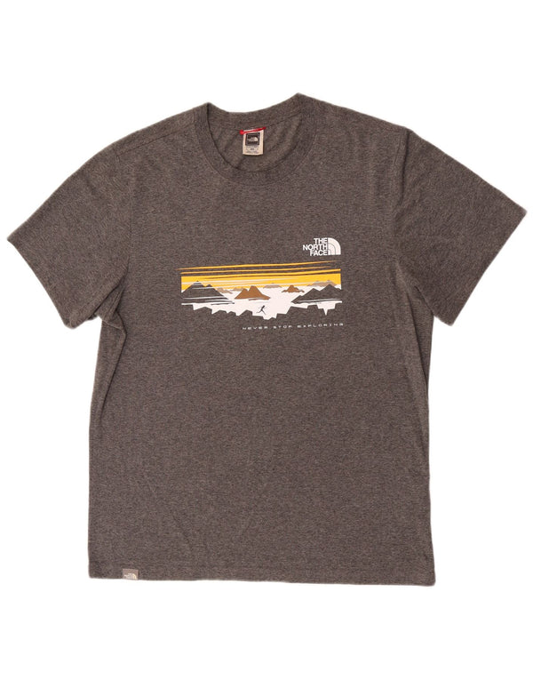The North Face Herre grafisk T-shirt Top Medium Grey Flecked Bomuld