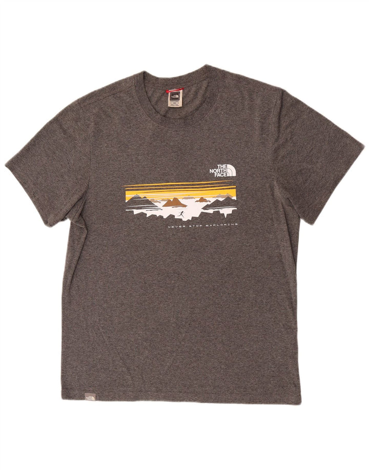 The North Face Herre grafisk T-shirt Top Medium Grey Flecked Bomuld