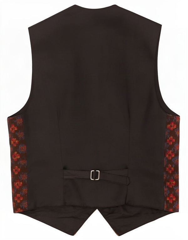 Vintage Mens Waistcoat Medium Brown Geometric
