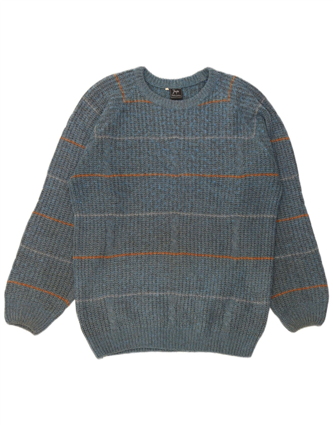 Vintage herre rund hals sweater IT 50 Medium blå stribet