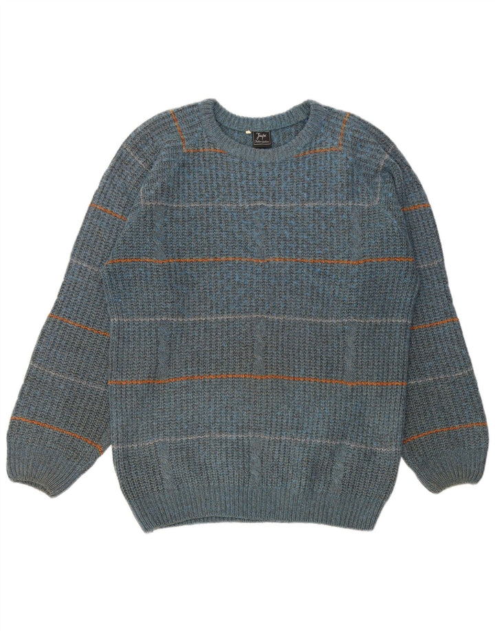 Vintage herre rund hals sweater IT 50 Medium blå stribet