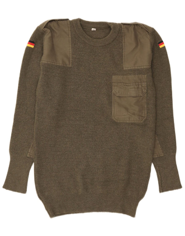 Vintage Herre Military Crew Neck Jumper Sweater IT 50 Medium Khaki