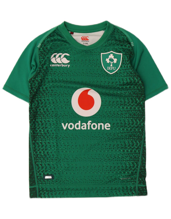 CANTERBURY Drenge IRFU Grafisk T-Shirt Top 13-14 år Grøn Geometrisk