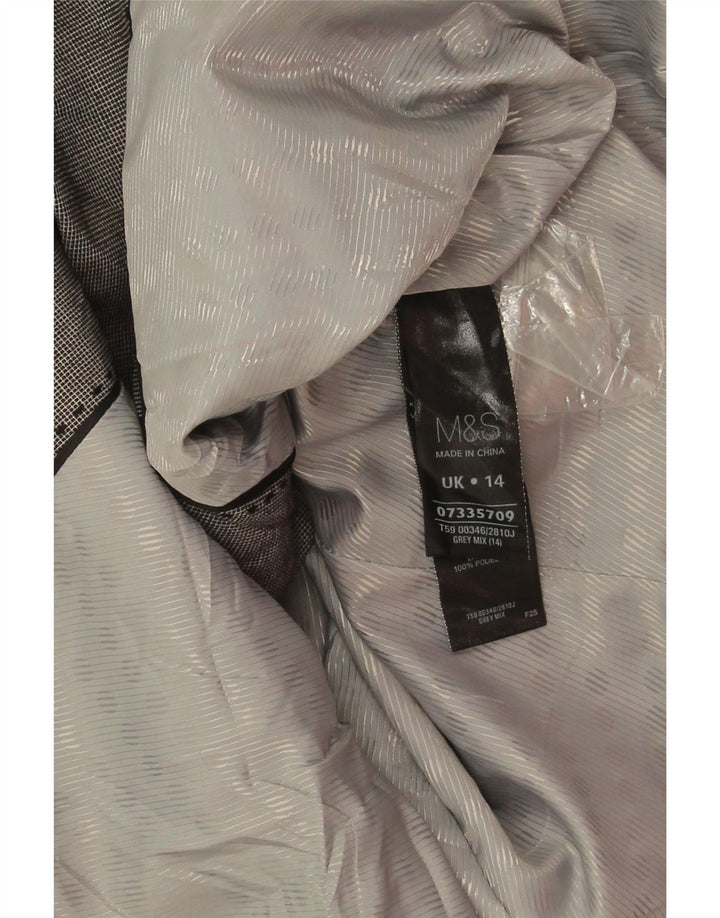 Marks & Spencer Dame Crop Blazer Jacket UK 14 Large Grey Colourblock