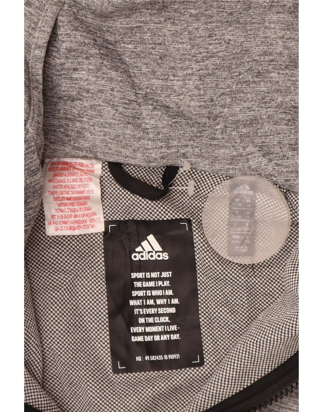 Adidas drenge grafisk hættetrøje med lynlås 11-12 år grå flækket polyester