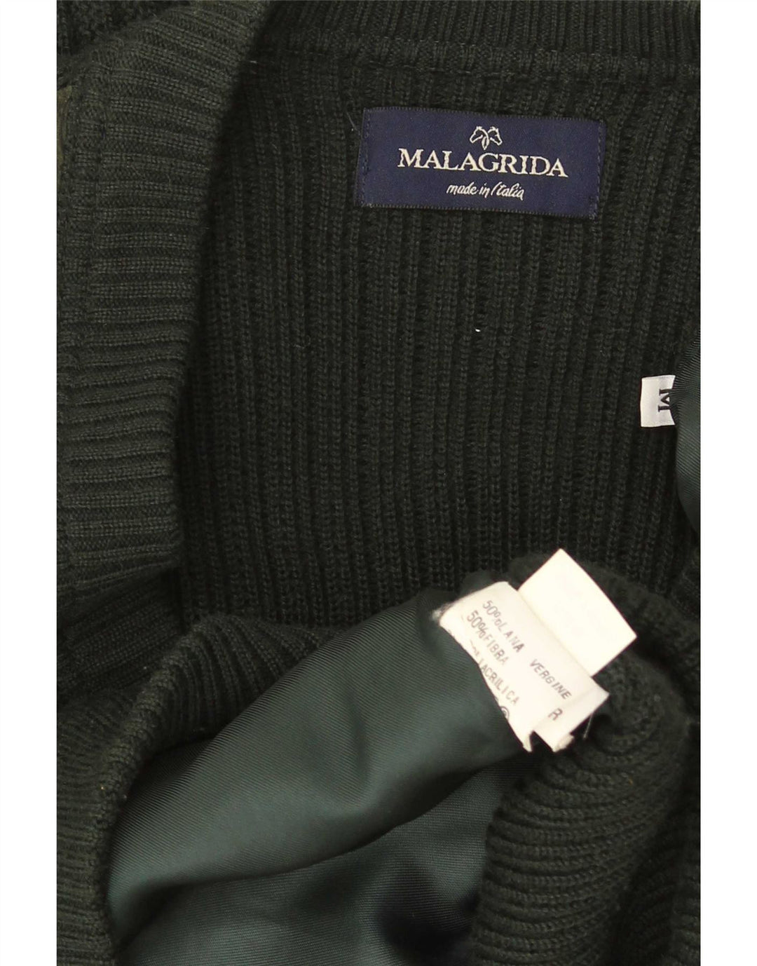 Malagrida Herre Cardigan Sweater Medium Green Argyle/Diamond Wool