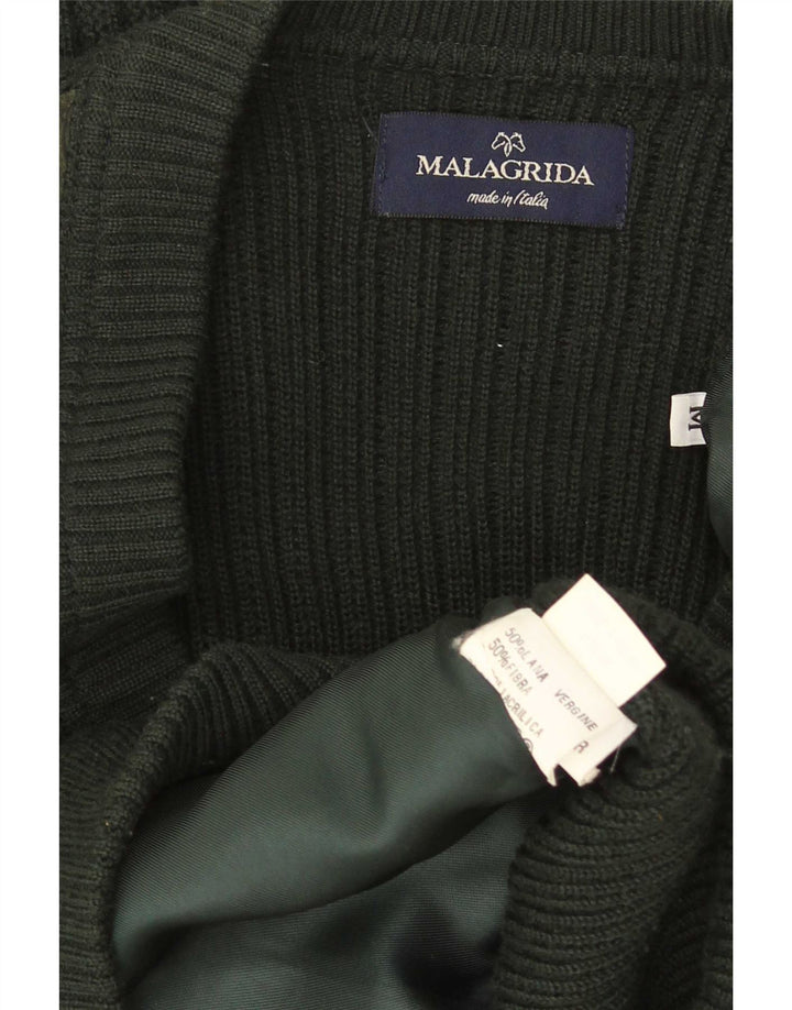 Malagrida Herre Cardigan Sweater Medium Green Argyle/Diamond Wool