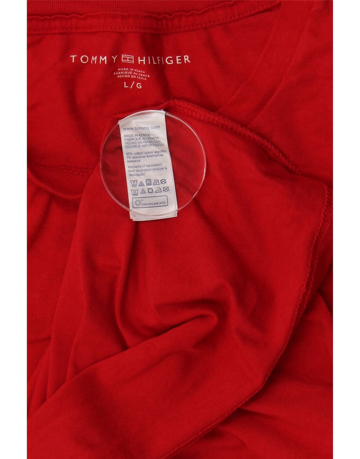 TOMMY HILFIGER Mens T-Shirt Top Large Red Cotton Vintage Tommy Hilfiger and Second-Hand Tommy Hilfiger from Messina Hembry 