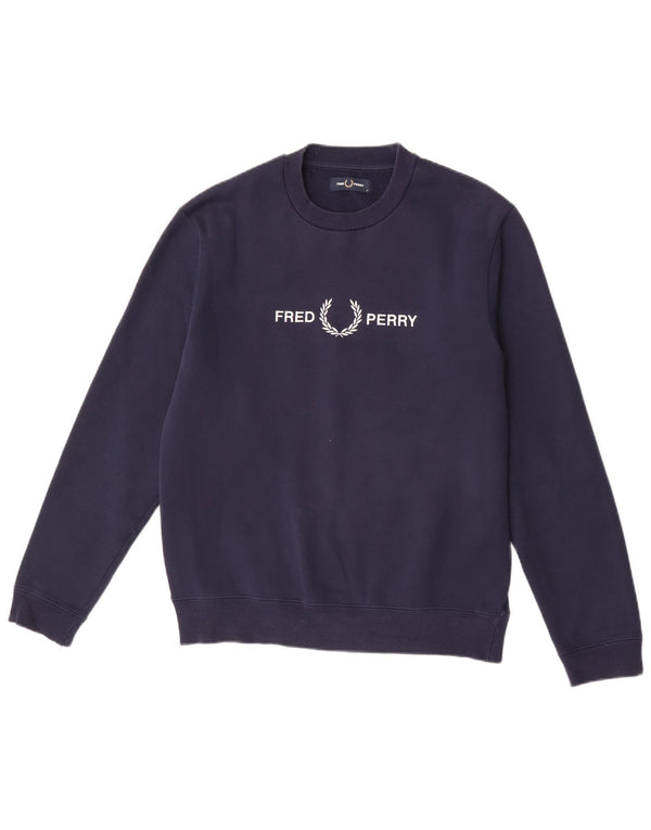 Fred Perry Herre Grafisk Sweatshirt Jumper Medium Navyblå Polyester