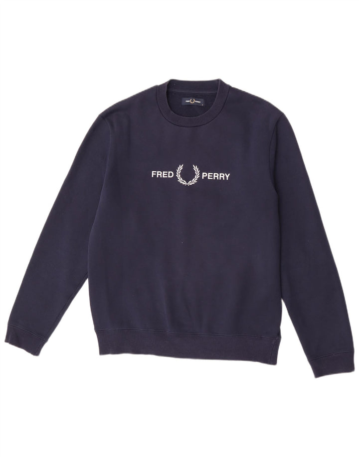 Fred Perry Herre Grafisk Sweatshirt Jumper Medium Navyblå Polyester