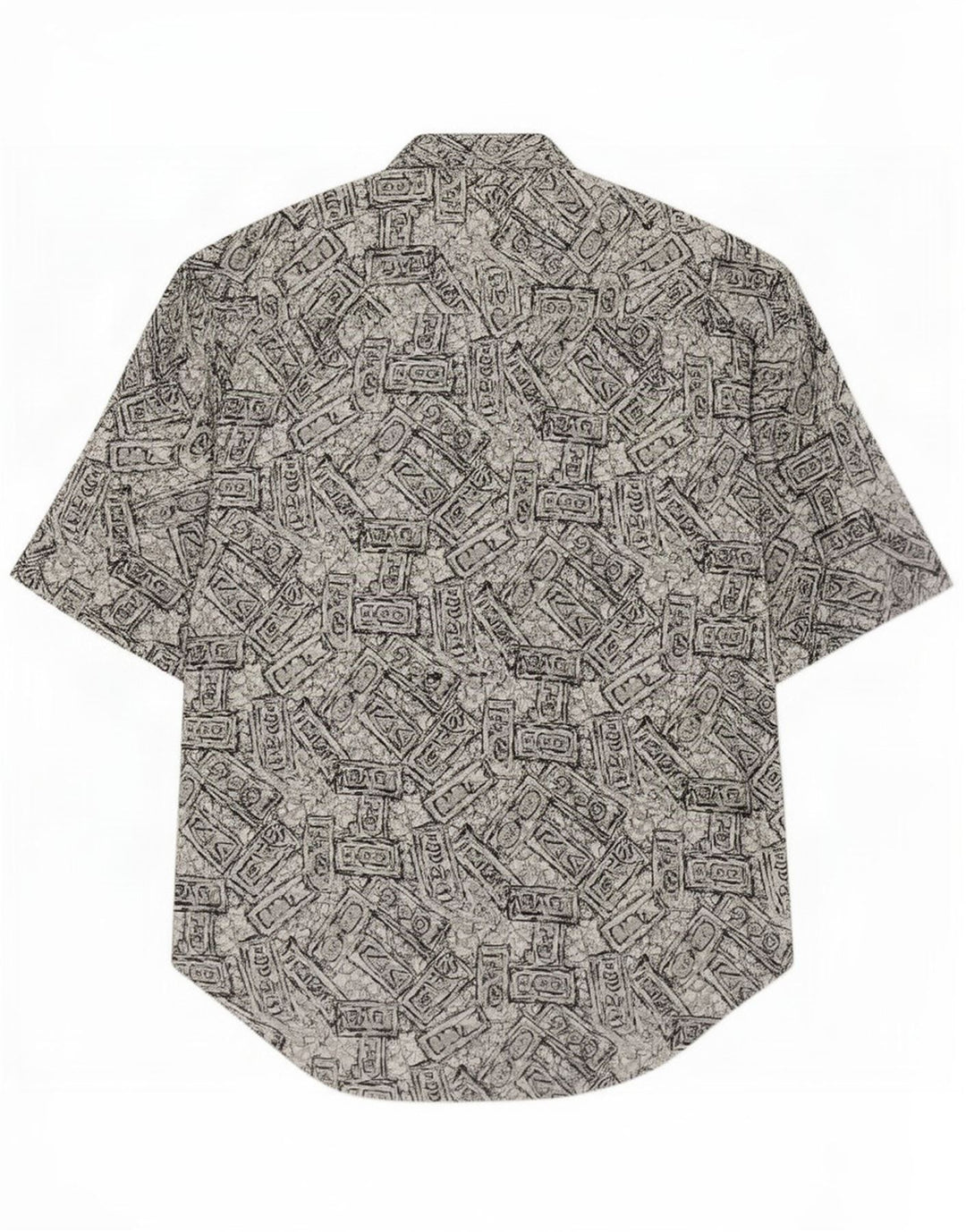 Vintage kortærmet herreskjorte XL Grå Geometrisk