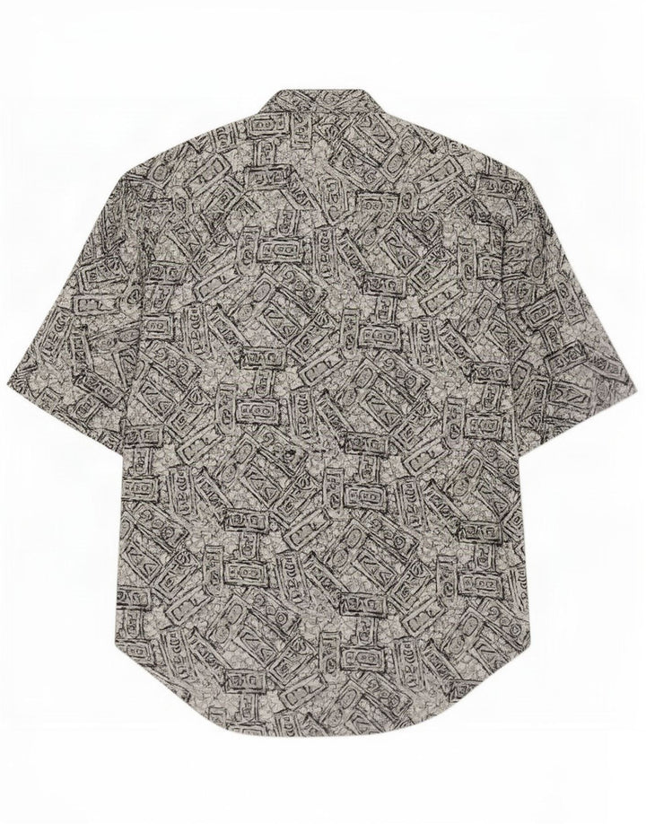 Vintage kortærmet herreskjorte XL Grå Geometrisk
