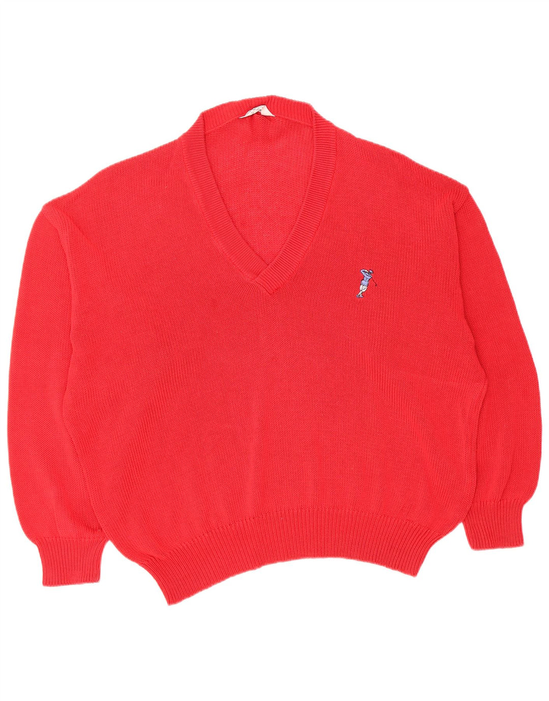 DALMINE Herre Loose Fit V-hals sweater Stor rød bomuld
