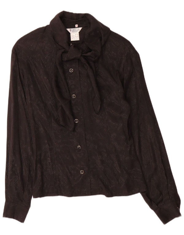 Marella Womens Front Tie Shirt Bluse UK 14 Large Black Paisley Acetate