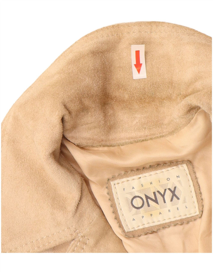 Onyx Dame 3-knaps Ruskind Blazer Jacket IT 44 Medium Beige Læder