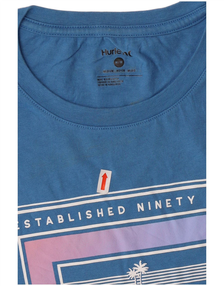 Hurley Herre grafisk T-shirt Top Medium Blue Bomuld