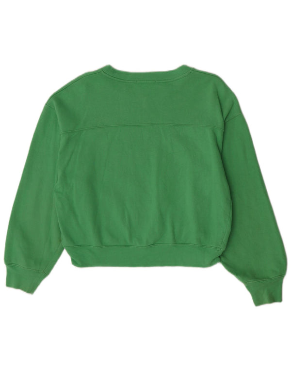 Zara Womens Crop Oversized Sweatshirt Jumper UK 10 Lille grøn bomuld