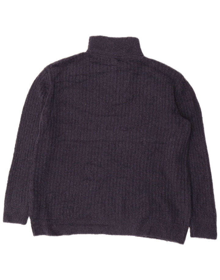 L.L.BEAN Dame sweater med lynlås hals UK 16 Stor marineblå nylon