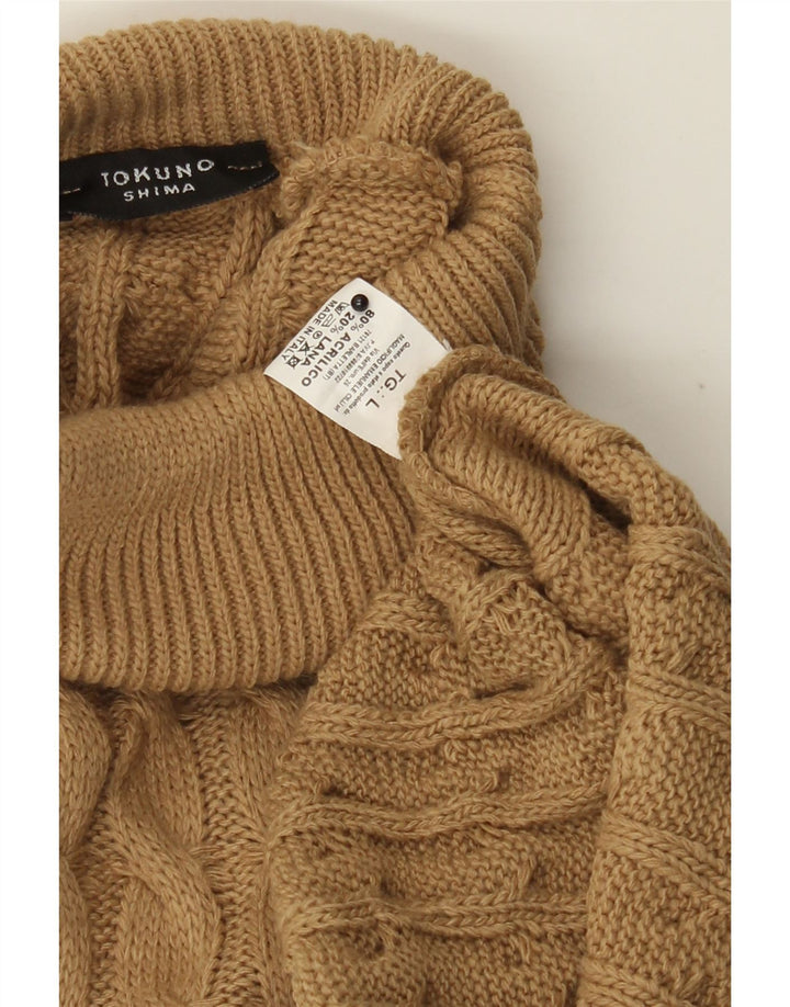 SHIMA Womens Roll Neck Jumper Sweater UK 16 Large Beige Acrylic