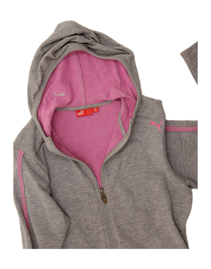 PUMA Womens Zip Hoodie Sweater UK 14 Medium Grey Vintage Puma and Second-Hand Puma from Messina Hembry 