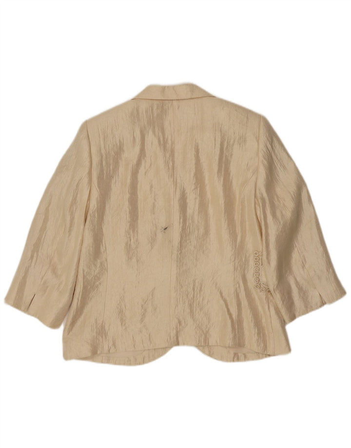 Vintage damejakke med 3/4 ærmer og 2 knaps blazer IT 42 Medium Beige