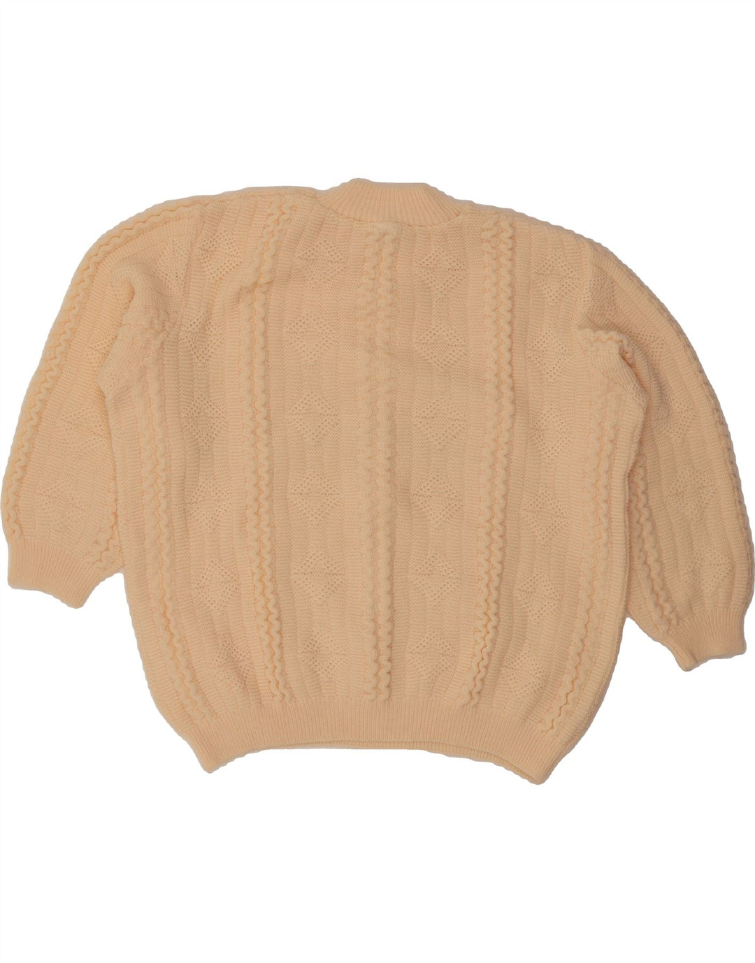 VINTAGE Womens Oversized Turtle Neck Jumper Sweater UK 14 Medium Beige Vintage Vintage and Second-Hand Vintage from Messina Hembry 