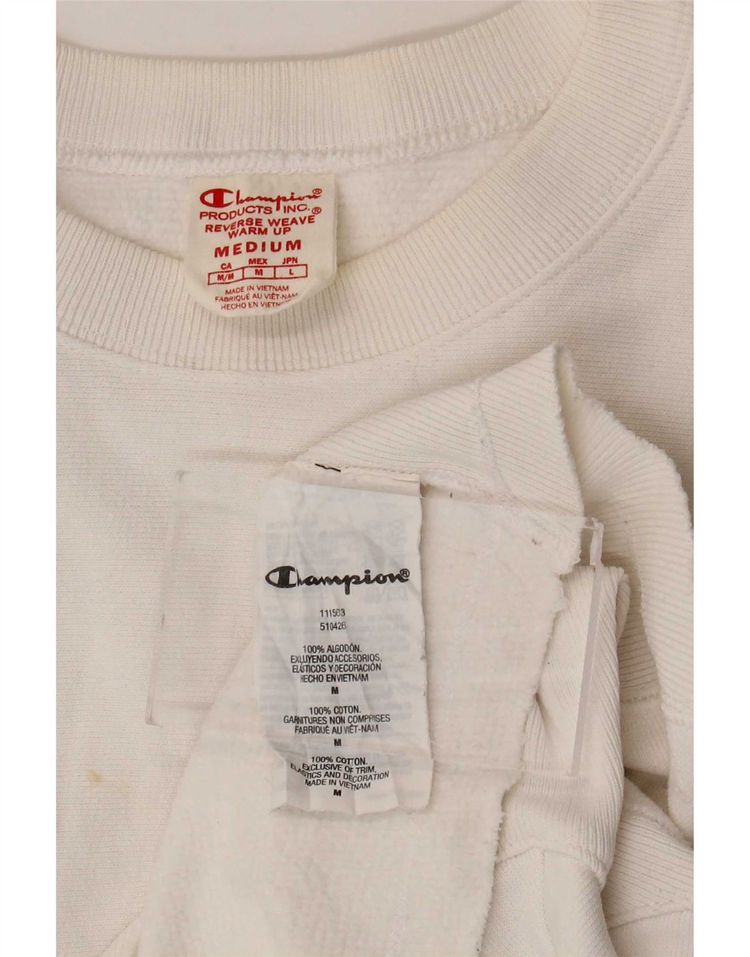 Champion Womens Reverse Weave Crop Sweatshirt Jumper UK 14 Medium White