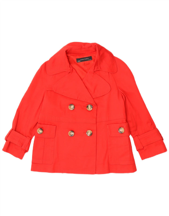 Zara Womens Short Pea Coat UK 14 Medium Red Bomuld