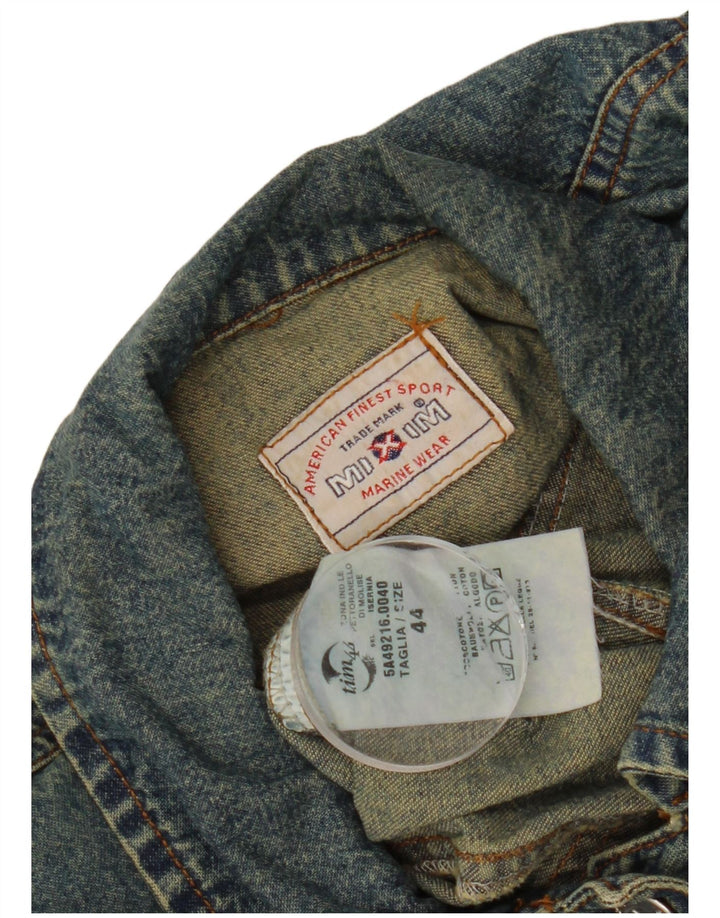 VINTAGE Womens Crop denimjakke IT 44 Medium Blue Bomuld