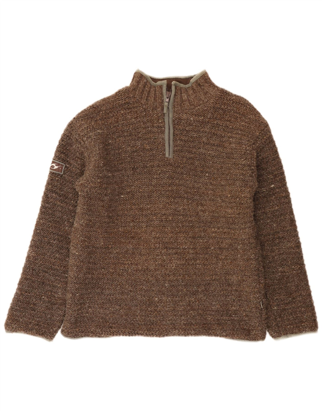 Pachamama Herre Zip Neck Jumper Sweater Stor Brun Uld