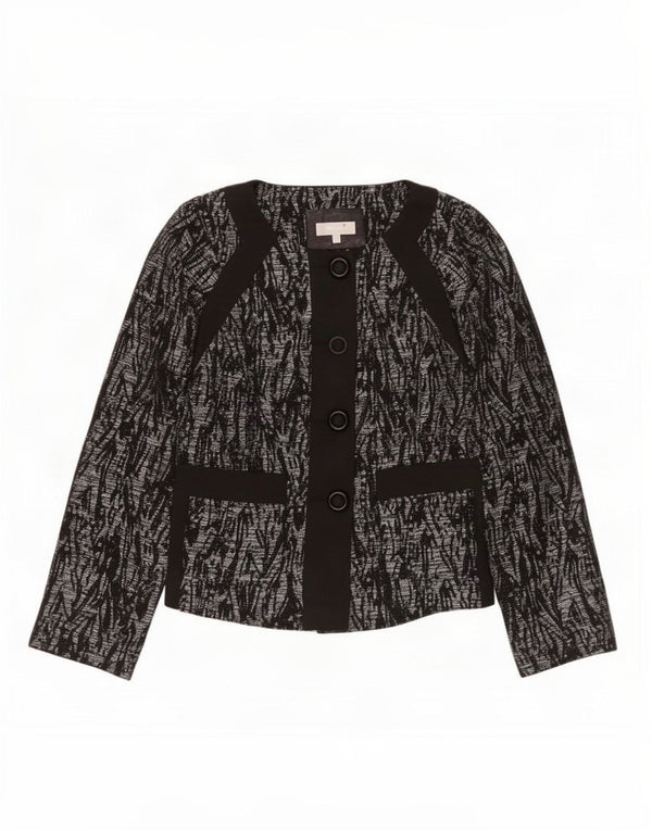 Marks & Spencer Dame Abstrakt mønster Blazer Jacket UK 16 Large Black