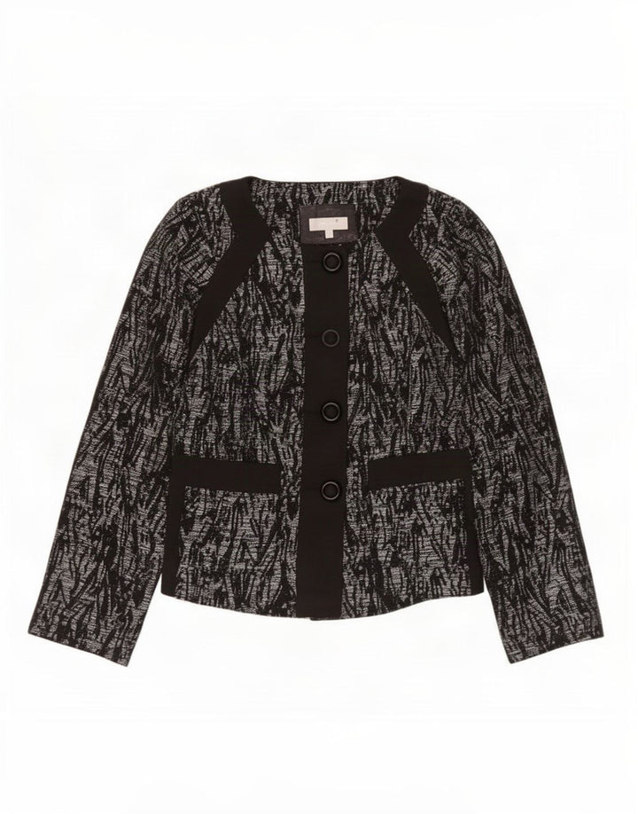Marks & Spencer Dame Abstrakt mønster Blazer Jacket UK 16 Large Black