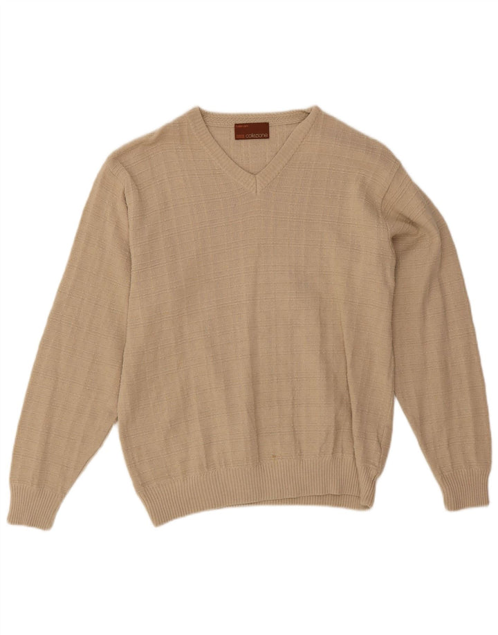 Marks & Spencer Herre V-hals sweater lille beige akryl