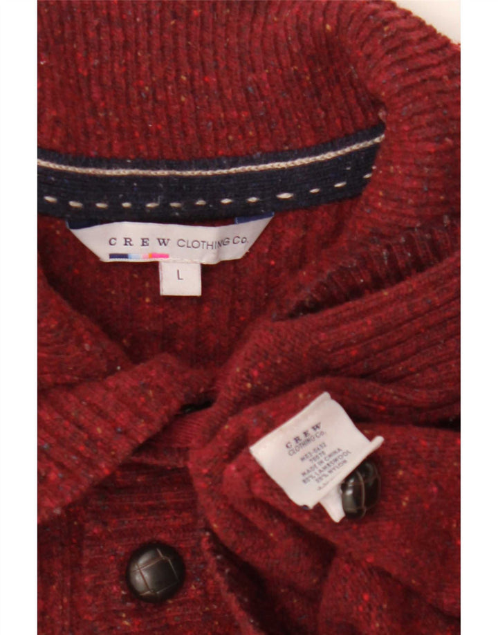 Besætningstøj Herre Button Neck Jumper Sweater Large Bourgogne Flecked