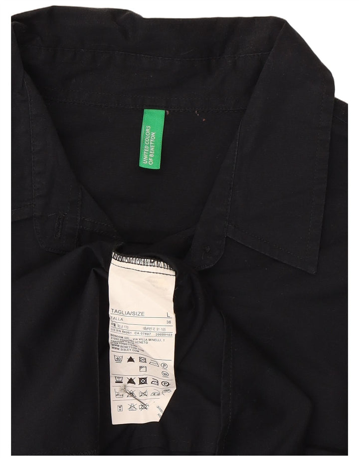 Benetton Dameskjorte UK 16 Stor Sort Bomuld