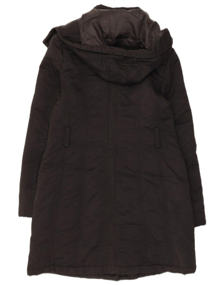 Zara Dame Hooded Parka Jacket UK 12 Medium Black