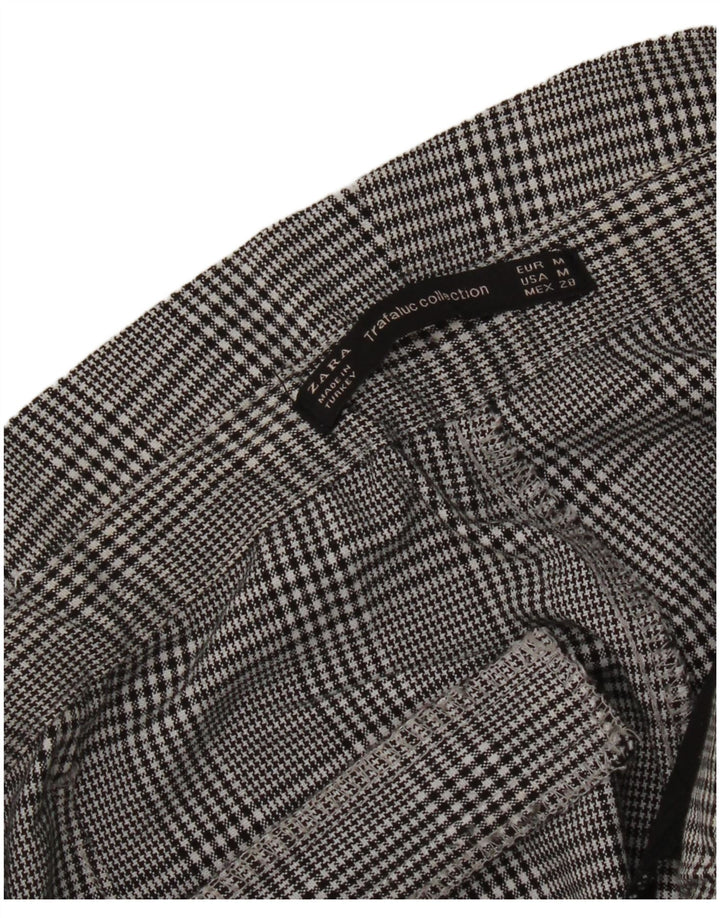Zara Kvinders højtaljede cropped bukser Medium W28 L26 Grå Houndstooth