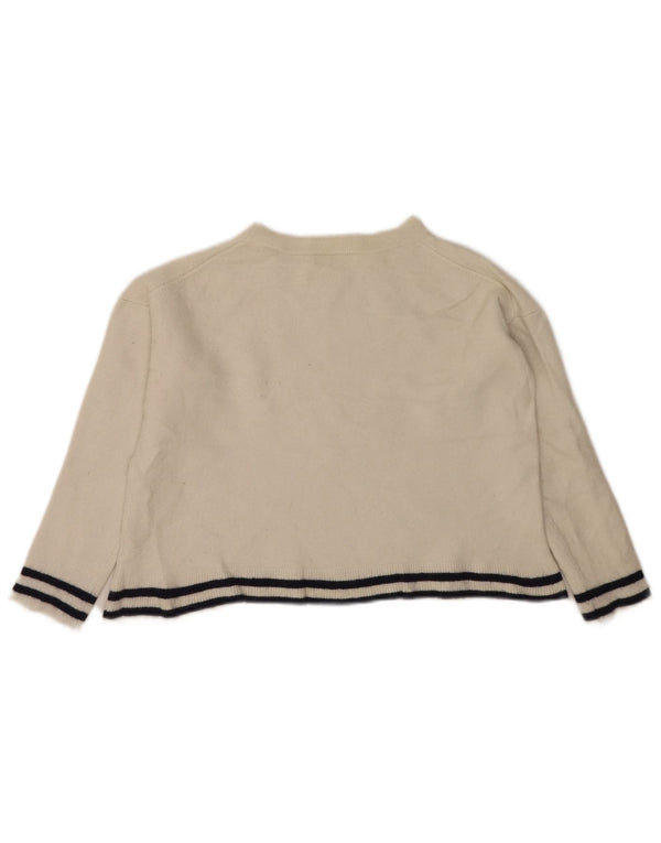 White Label Womens Crop Boat Neck Jumper Sweater UK 14 Large Off Wool