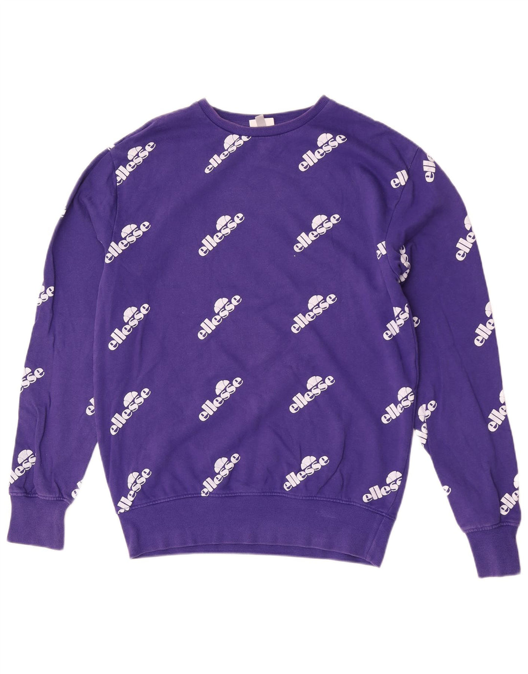 Ellesse Dame Grafisk Sweatshirt Jumper UK 12 Medium Lilla Bomuld