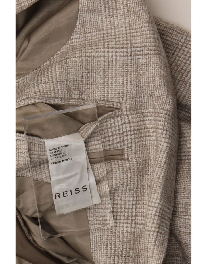 Reiss Herre 2-knaps blazerjakke UK 40 Stor grå ternet polyester