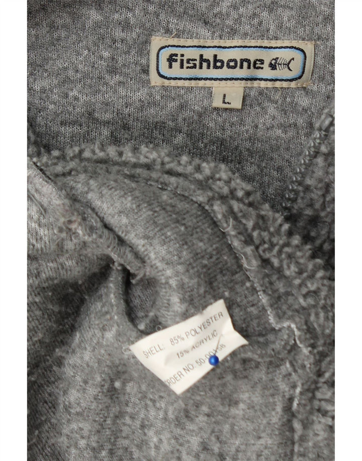 Fishbone Herre Hooded Zip Neck Fleece Jumper Large Grå Polyester
